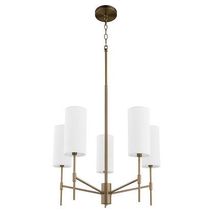 Quorum Hamilton 5 Light Chandelier, Dark Brass/White 663-5-81