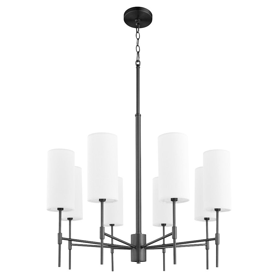 Quorum Hamilton 8 Light Chandelier, Matte Black/White 663-8-59