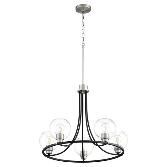 Quorum Clarion 5 Light Chandelier, Noir/Satin Nickel - 672-5-6965