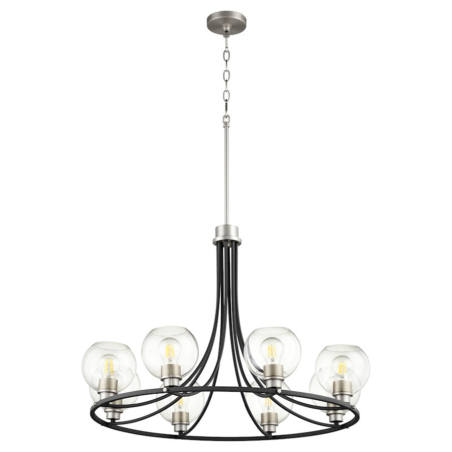 Quorum Clarion 8 Light Chandelier, Noir/Satin Nickel - 672-8-6965