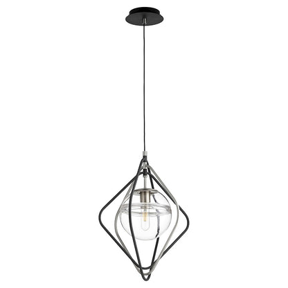 Quorum 1 Light Gimble Pendant, Noir/Satin Nickel/Clear - 6802-6965