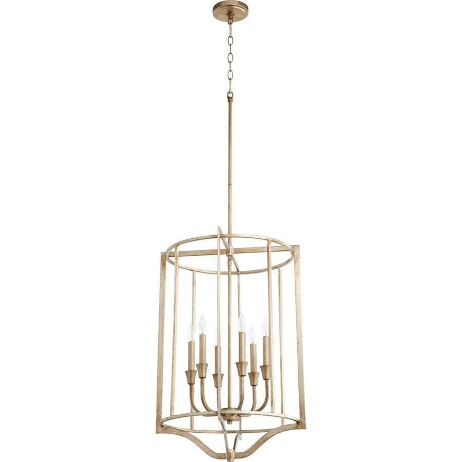 Quorum Marquee 6 Light Pendant, Aged Silver Leaf - 6814-6-60