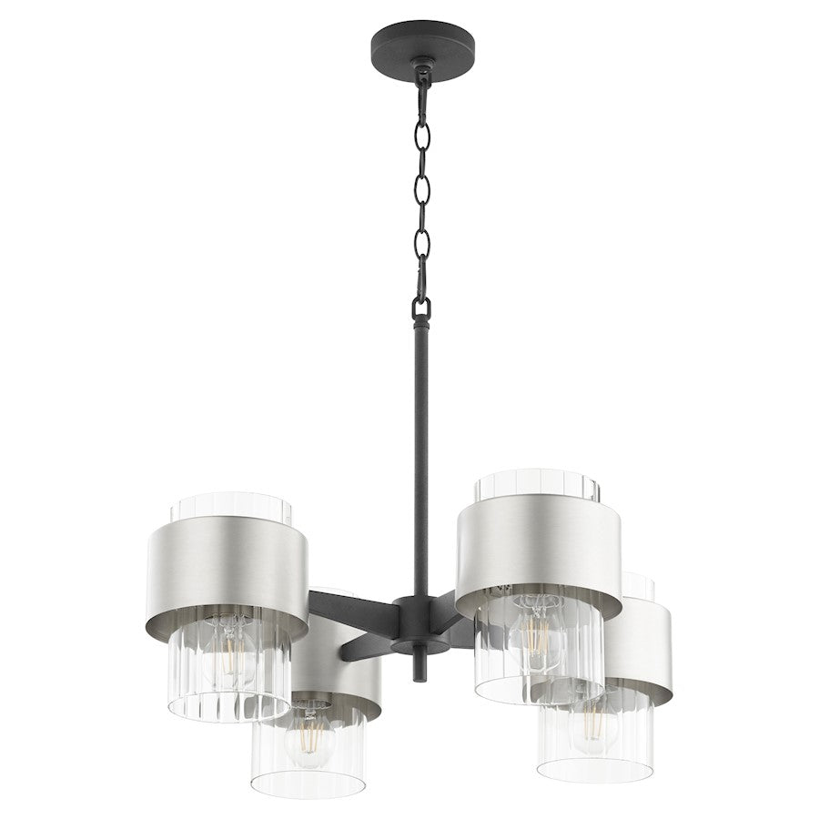 Quorum Epsilon 4 Light Chandelier, Noir/Satin Nickel 683-4-6965