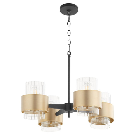 Quorum Epsilon 4 Light Chandelier, Noir/Aged Brass 683-4-6980