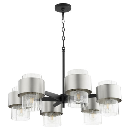 Quorum Epsilon 6 Light Chandelier, Noir/Satin Nickel 683-6-6965