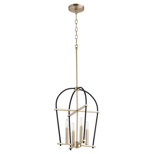 Quorum Espy 4 Light 14.25" Entry, Noir/Aged Brass - 687-6980