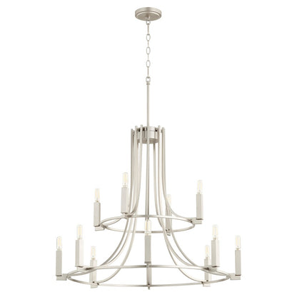 Quorum Olympus 12 Light Chandelier, Satin Nickel - 696-12-65