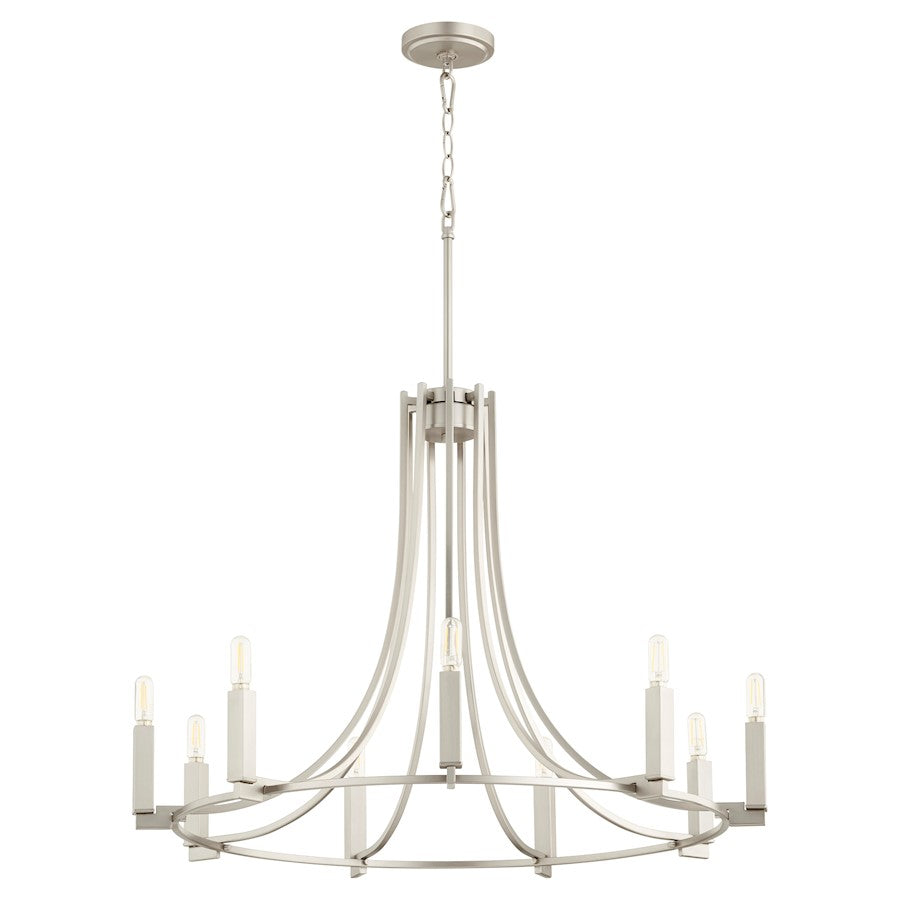 Quorum Olympus 9 Light Chandelier, Satin Nickel - 696-9-65