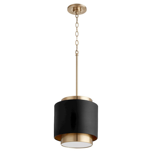 Quorum 1 Light Drum Pendant, Noir/Aged Brass - 8010-6980