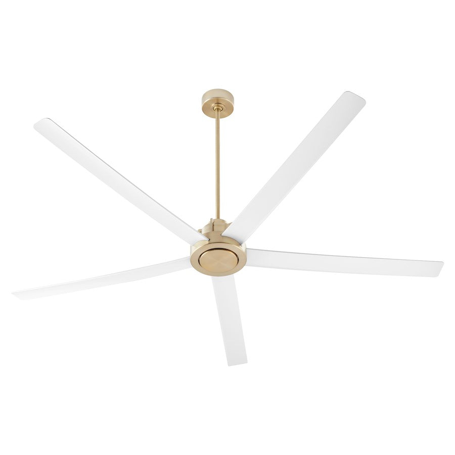 Quorum Revel 80" Patio Fan, Aged Brass/Studio White - 80805-808