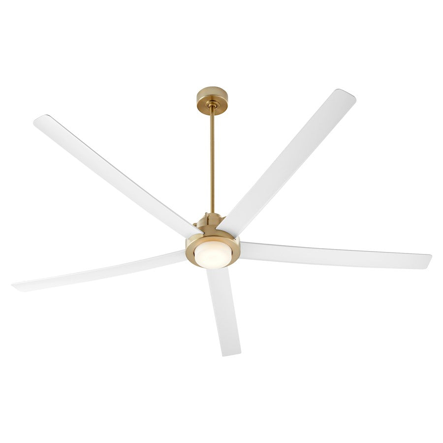 Quorum Revel 80" Patio Fan, Aged Brass/Studio White