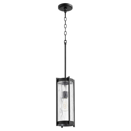 Quorum 1 Light Chisseled Pendant, Noir/Clear Chisseled Glass - 809-69