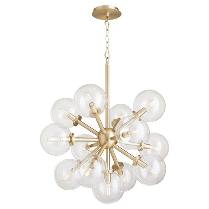 Quorum Rovi 13 Light Pendant, Aged Brass/Clear 8132-13-80