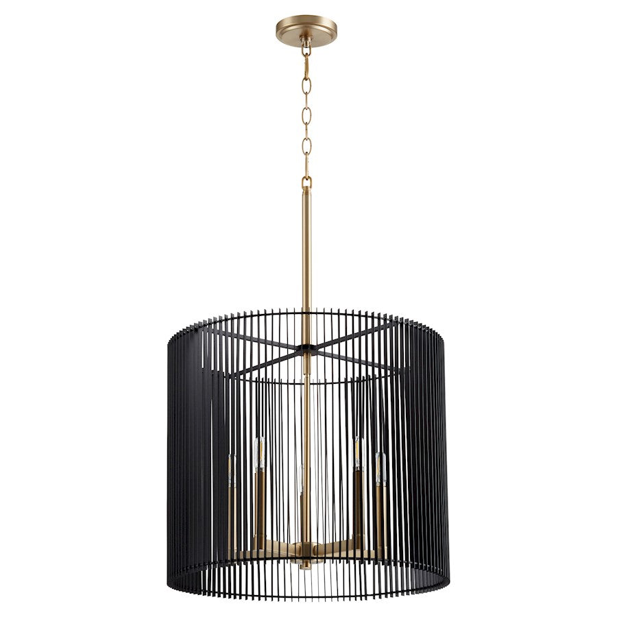 Quorum Finura 5 Light Pendant, Aged Brass - 819-5-80