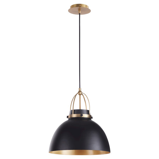 Quorum 15" Pendant, Matte Black/Aged Brass - 823-5980