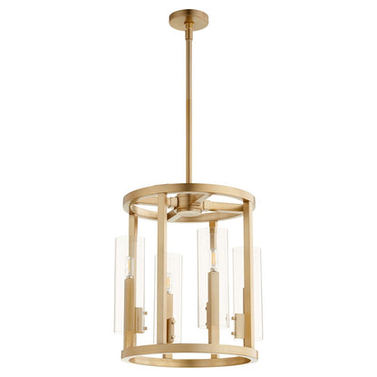 Quorum Harbin 4 Light Entry, Aged Brass/Clear 8277-4-80