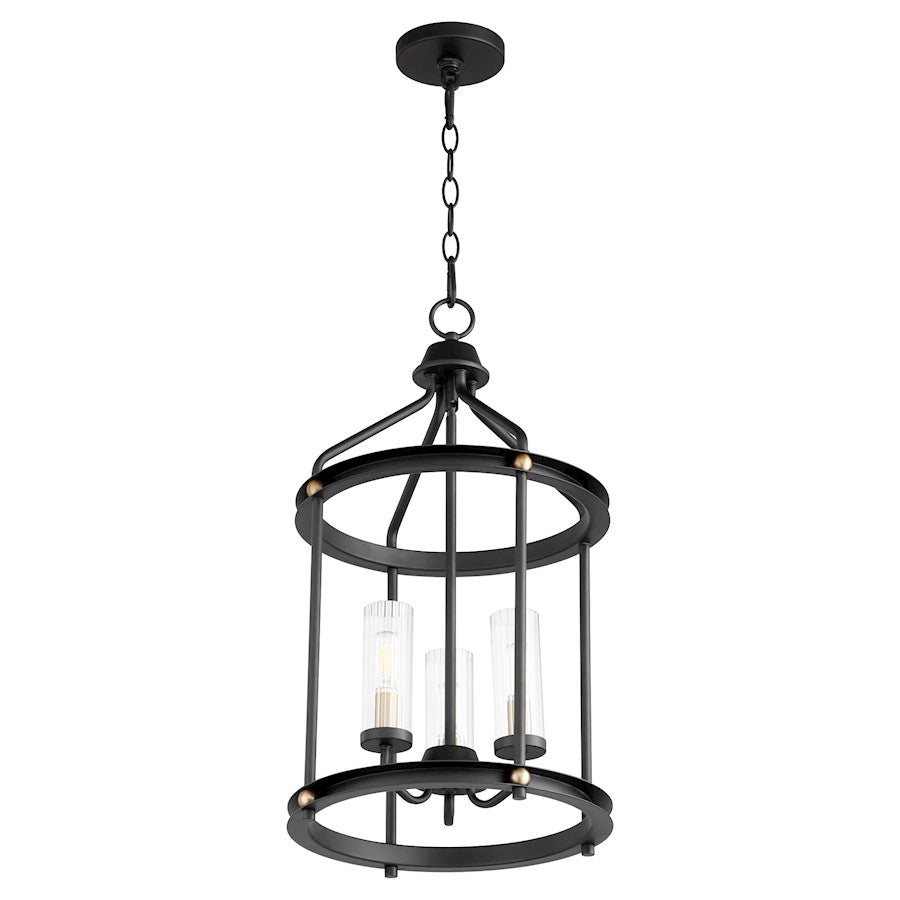 Quorum Empire 3 Light Entry Light , Noir/Aged Brass - 829-3-6980