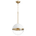 Quorum 1 Light 12" Sphere Pendant, Studio White/Aged Brass - 83-12-0880