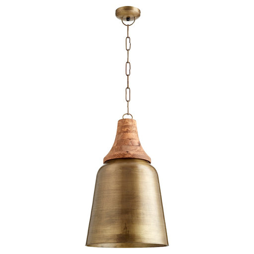 Quorum 1 Light Handcrafted Bell Pendant, Artisan's Brass - 83-75