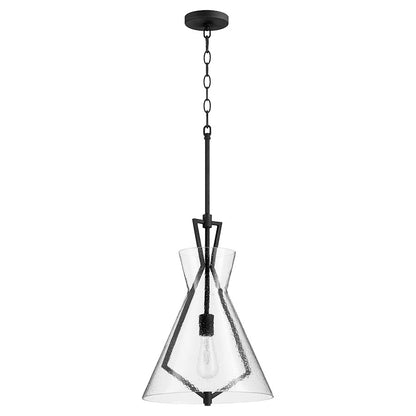 Quorum 1 Light Stone/Seed Glass Pendant, Noir/Stone Seeded Glass - 8426-69