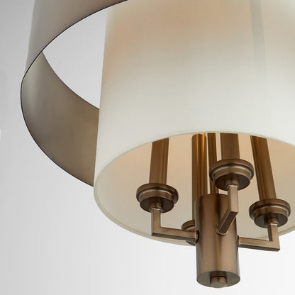 4 Light Pendant, Dark Brass/White