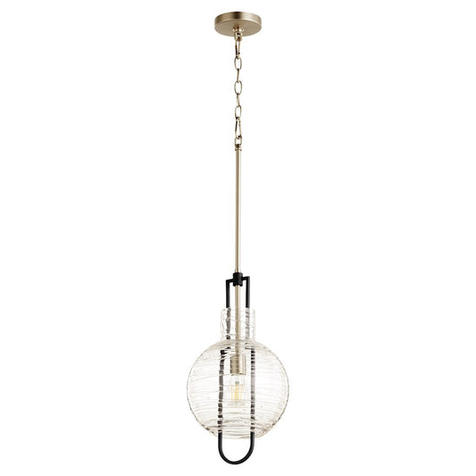 Quorum 1 Light 10" Txt Glass Pendant, Noir/Satin Nickel - 89-10-6965