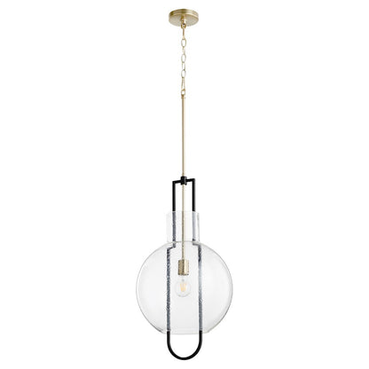 Quorum 1 Light 14" Stone/Seed Pendant, Noir/Aged Brass - 89-14-6980