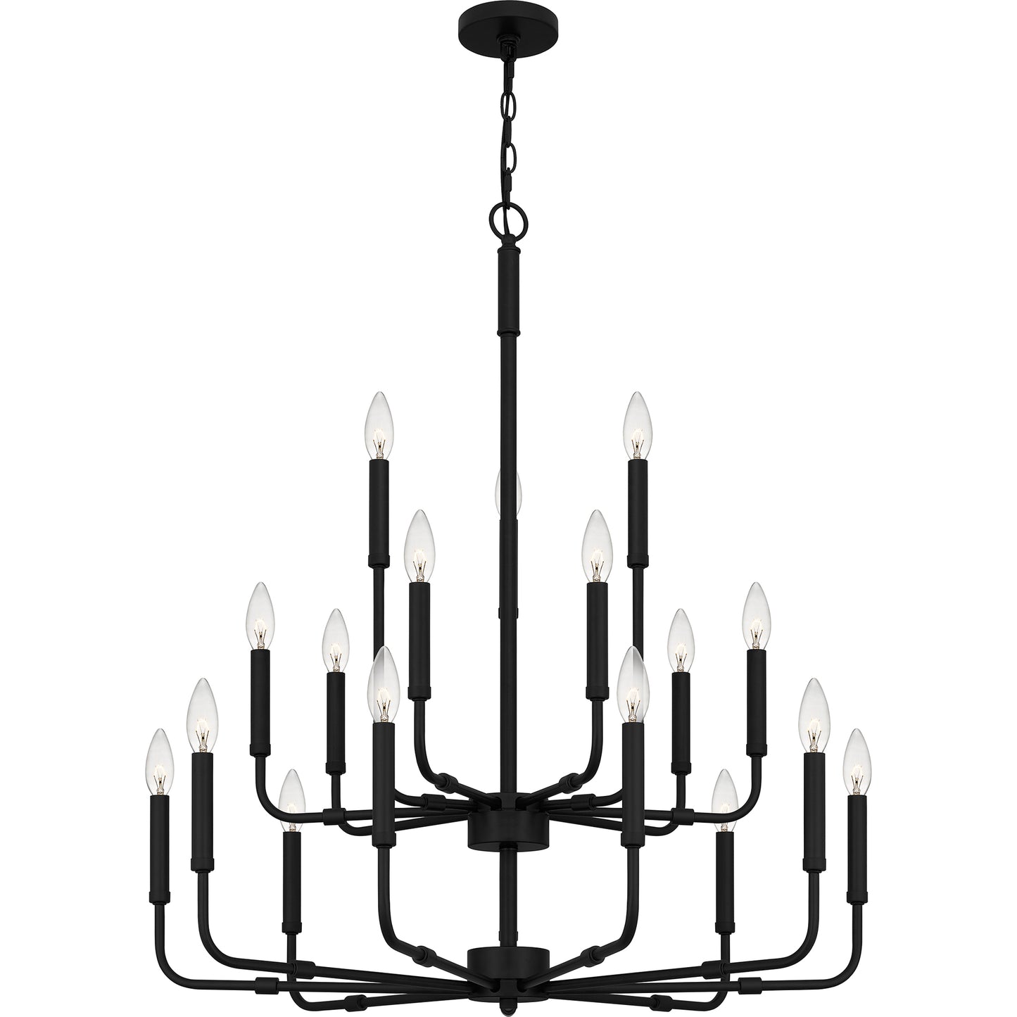 Quoizel Abner 12 Light Chandelier, Matte Black - ABR5128MBK