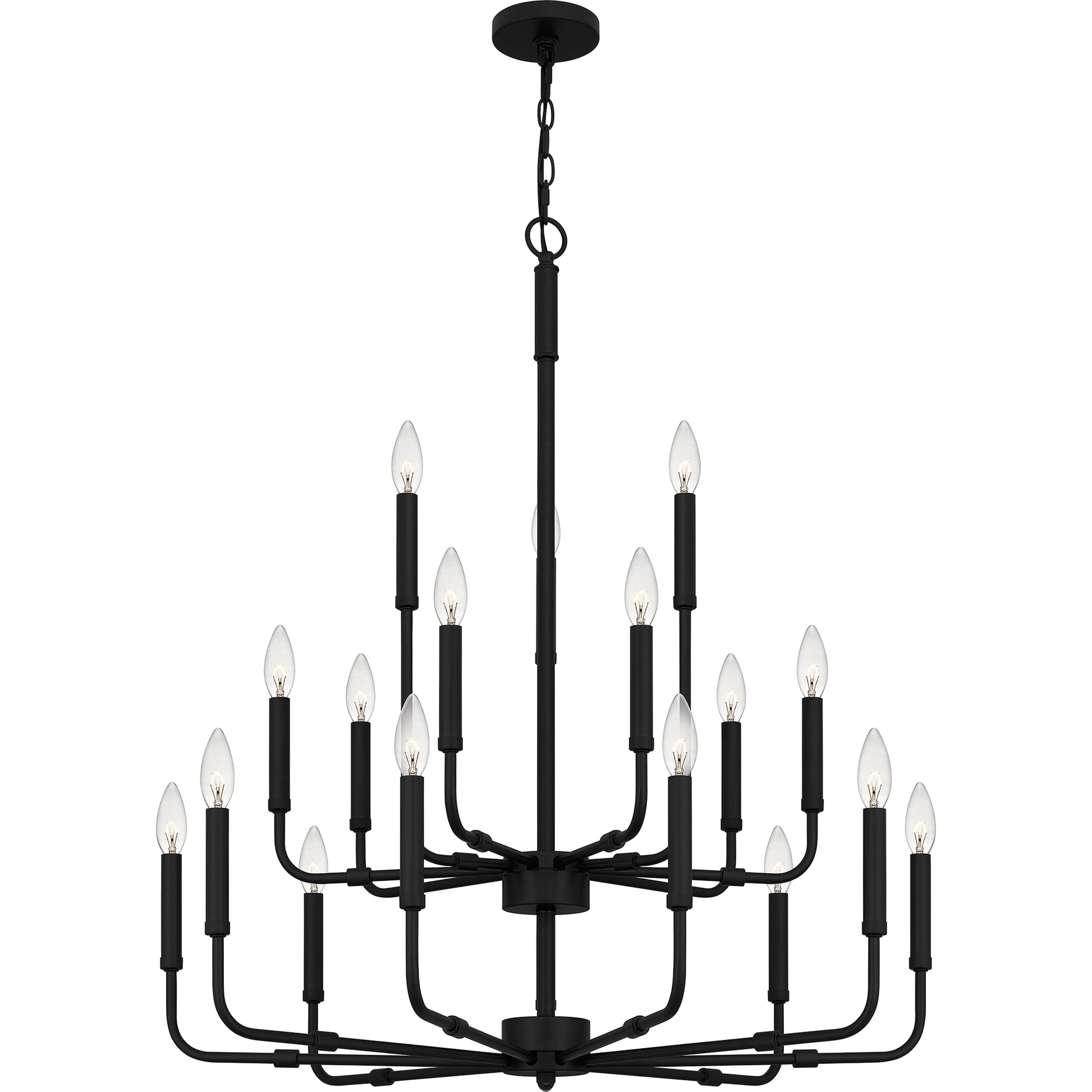 Quoizel Abner 12 Light Chandelier, Matte Black - ABR5128MBK