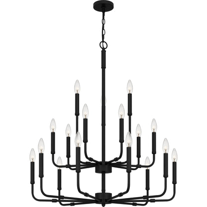 Quoizel Abner 12 Light Chandelier, Matte Black - ABR5128MBK