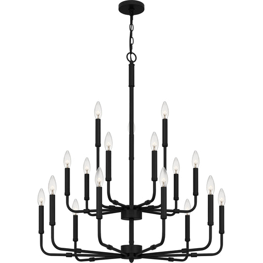 Quoizel Abner 12 Light Chandelier, Matte Black - ABR5128MBK