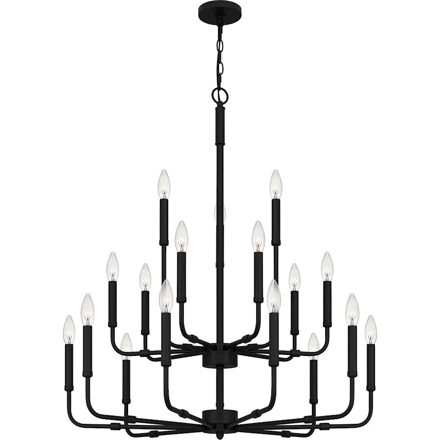 Quoizel Abner Chandelier, Matte Black