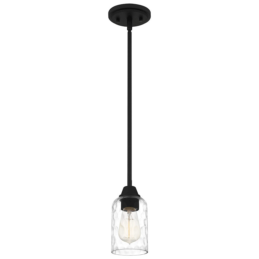 Quoizel Acacia 1 Light Mini Pendant, Matte Black/Clear Water - ACA1504MBK