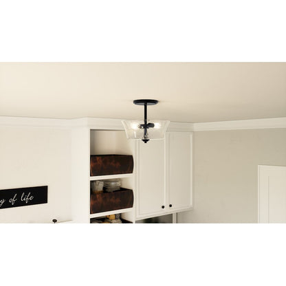 Quoizel Acacia 2 Light Semi-Flush Mount, Clear Water