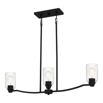 Quoizel Acacia 3 Light Chandelier Light, Matte Black/Clear Water - ACA335MBK