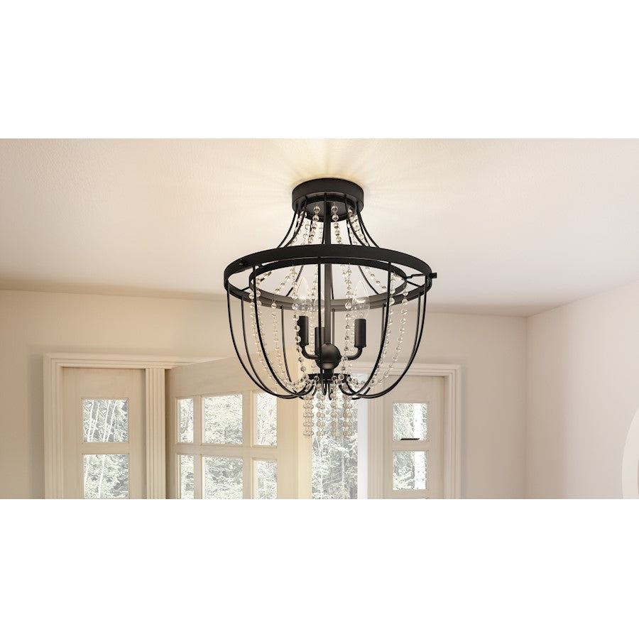 Quoizel Adelaide 3 Light Semi-Flush Mount, Matte Black