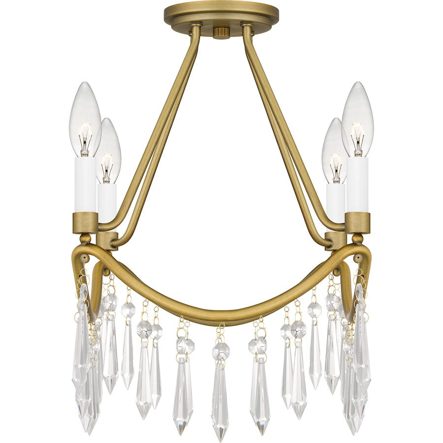 Quoizel Airedale 4 Light Semi-Flush Mount, Aged Brass