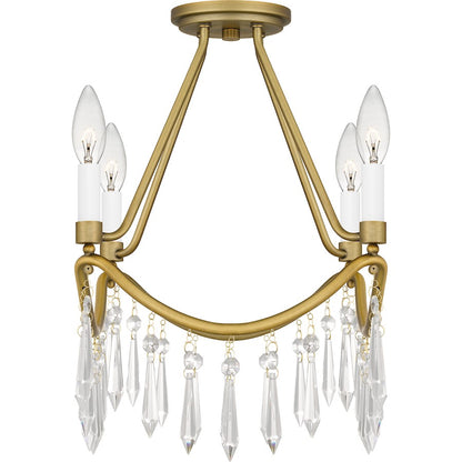 Quoizel Airedale 4 Light Semi-Flush Mount, Aged Brass