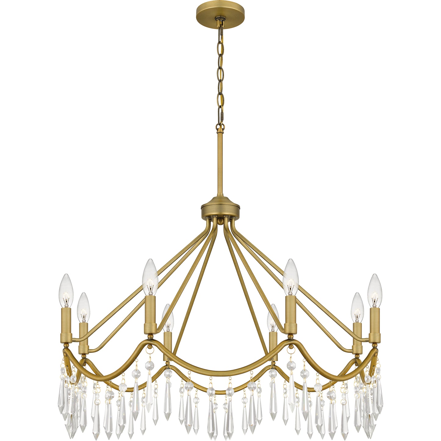 Quoizel Airedale 8 Light Chandelier, Aged Brass - AID5030AB