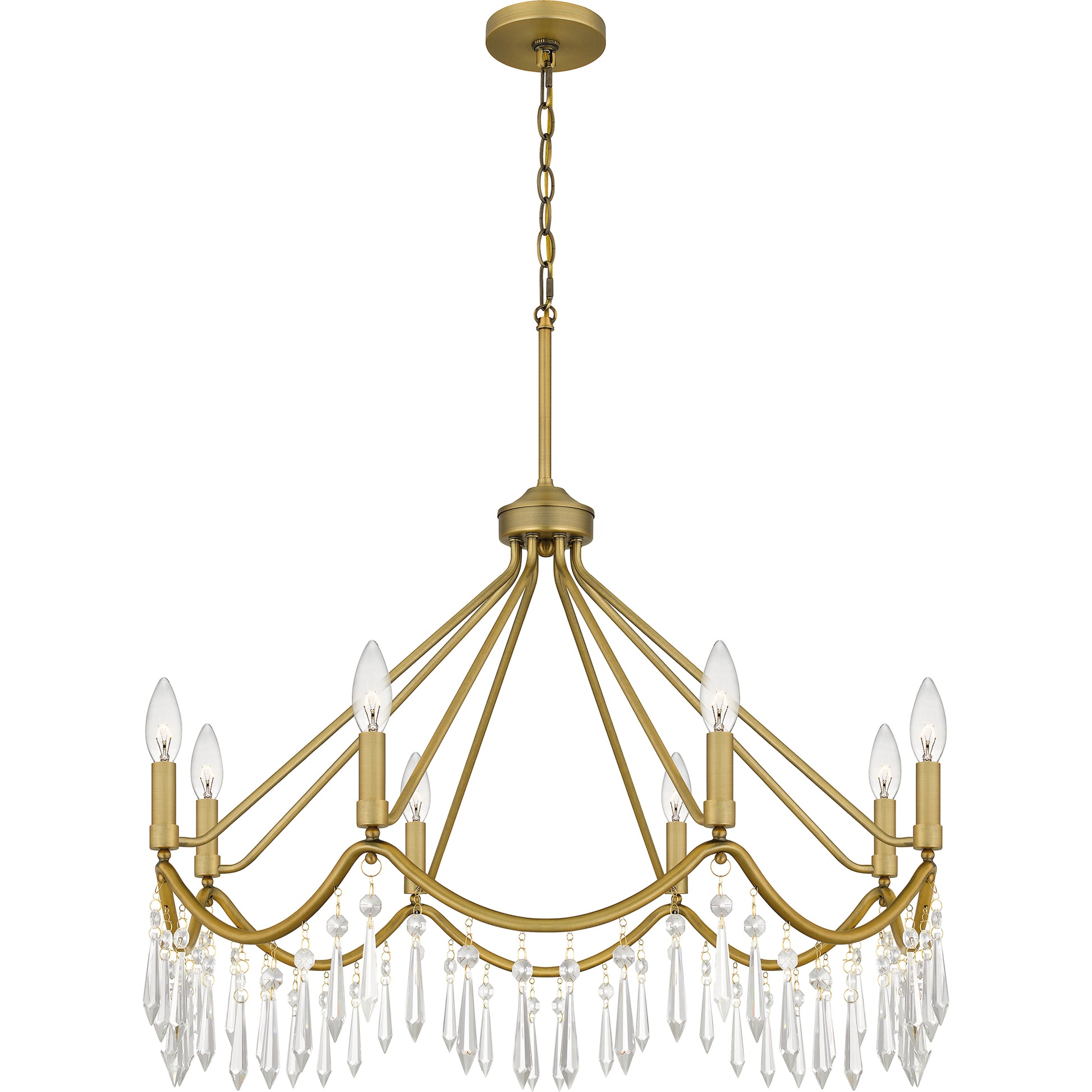 Quoizel Airedale 8 Light Chandelier, Aged Brass - AID5030AB