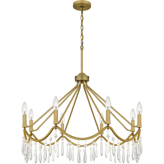 Quoizel Airedale 8 Light Chandelier, Aged Brass - AID5030AB