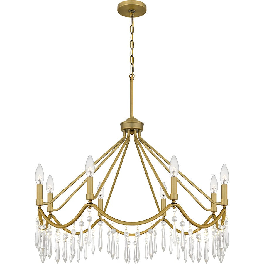 Quoizel Airedale 8 Light Chandelier, Aged Brass