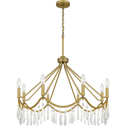 Quoizel Airedale 8 Light Chandelier, Aged Brass