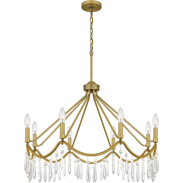 Quoizel Airedale 8 Light Chandelier, Aged Brass