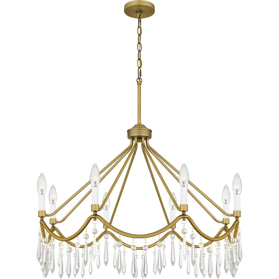 Quoizel Airedale 8 Light Chandelier, Aged Brass