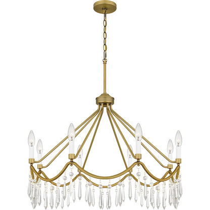 Quoizel Airedale 8 Light Chandelier, Aged Brass