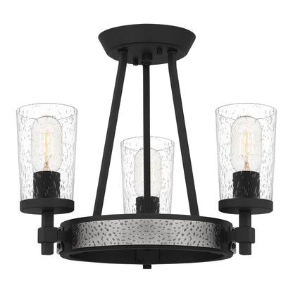 Quoizel Alpine 3 Light Semi-Flush Mount, Earth Black/Clear Seeded - ALP1716EK