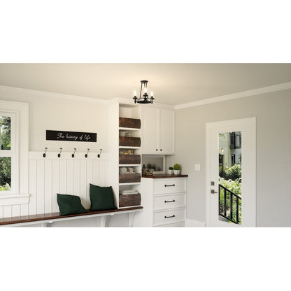 Quoizel Alpine 3 Light Semi-Flush Mount, Earth Black/Clear Seeded