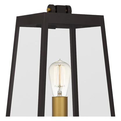 Quoizel Amberly Grove 1 Light 15" Outdoor Lantern, Bronze/Clear