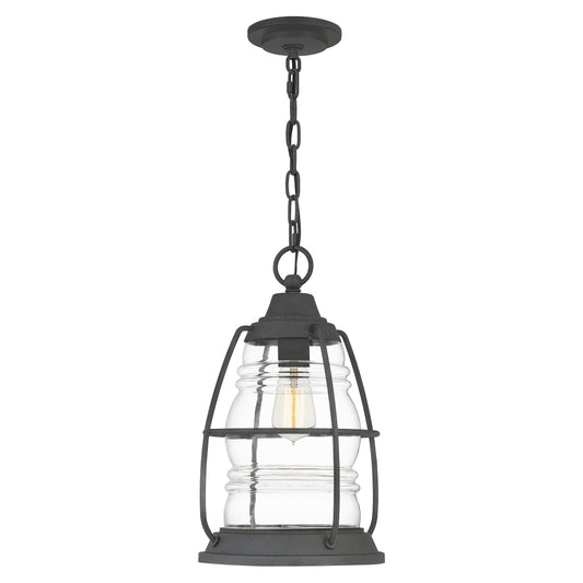 Quoizel Admiral 1 Light 11" Mini Pendant, Mottled Black/Clear - AMR1508MB